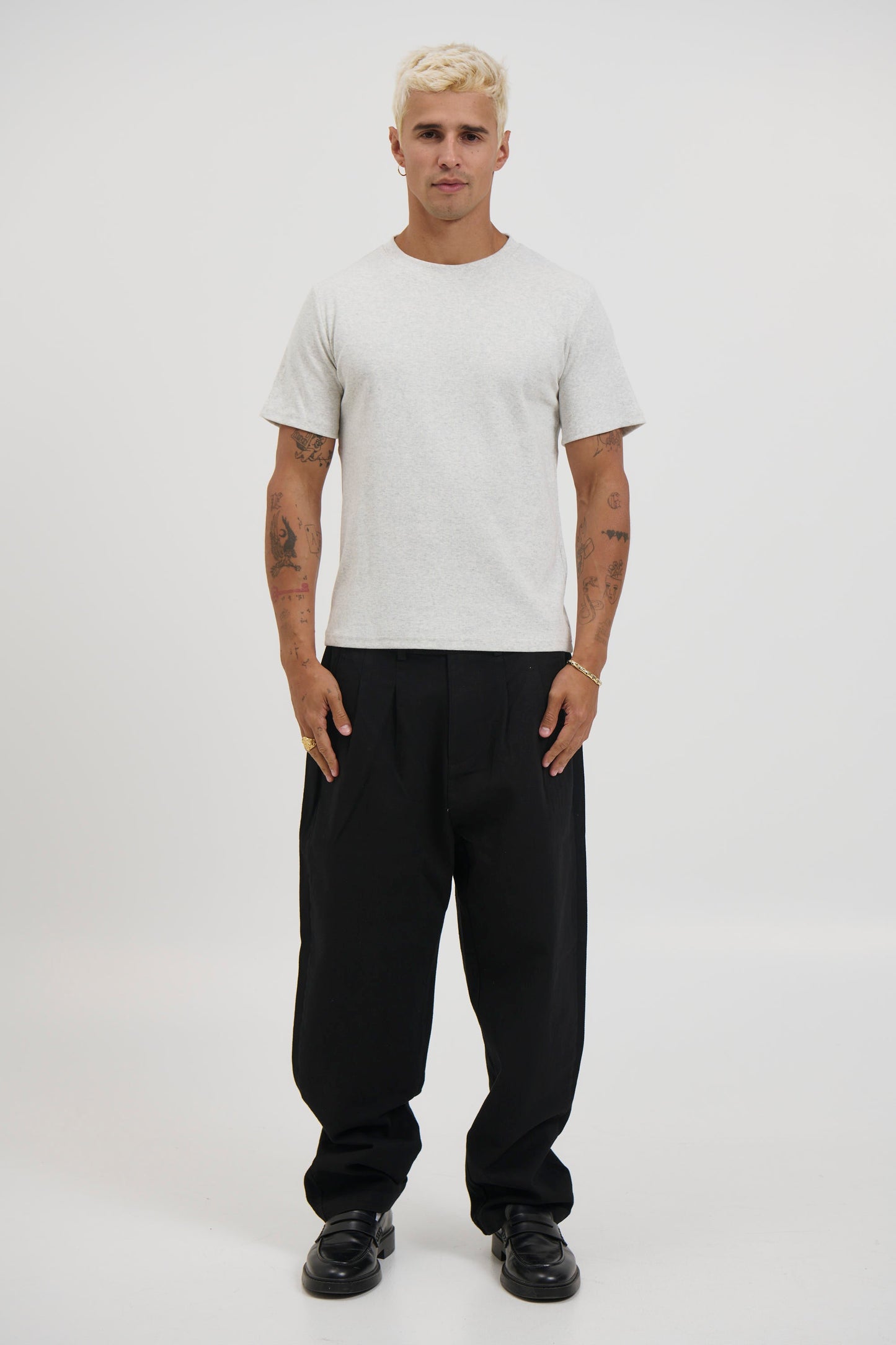 Fitted Ribbed Tee Grey - FINAL SALE