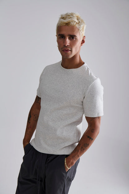Fitted Ribbed Tee Grey - FINAL SALE