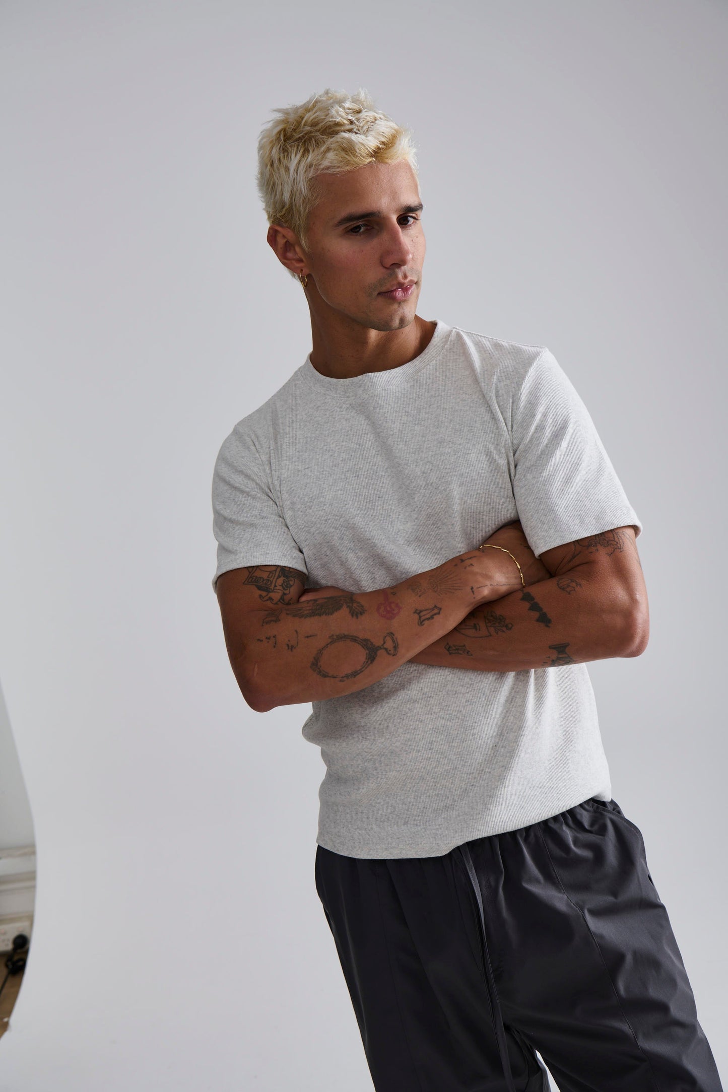 Fitted Ribbed Tee Grey - FINAL SALE