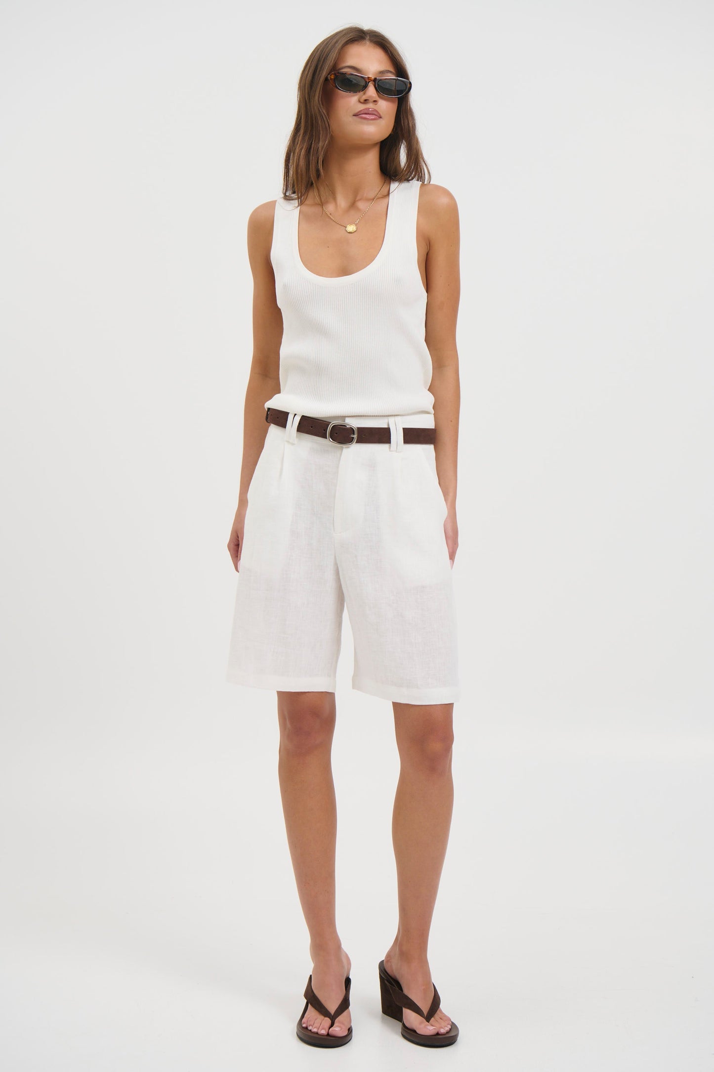Dora Linen Short White