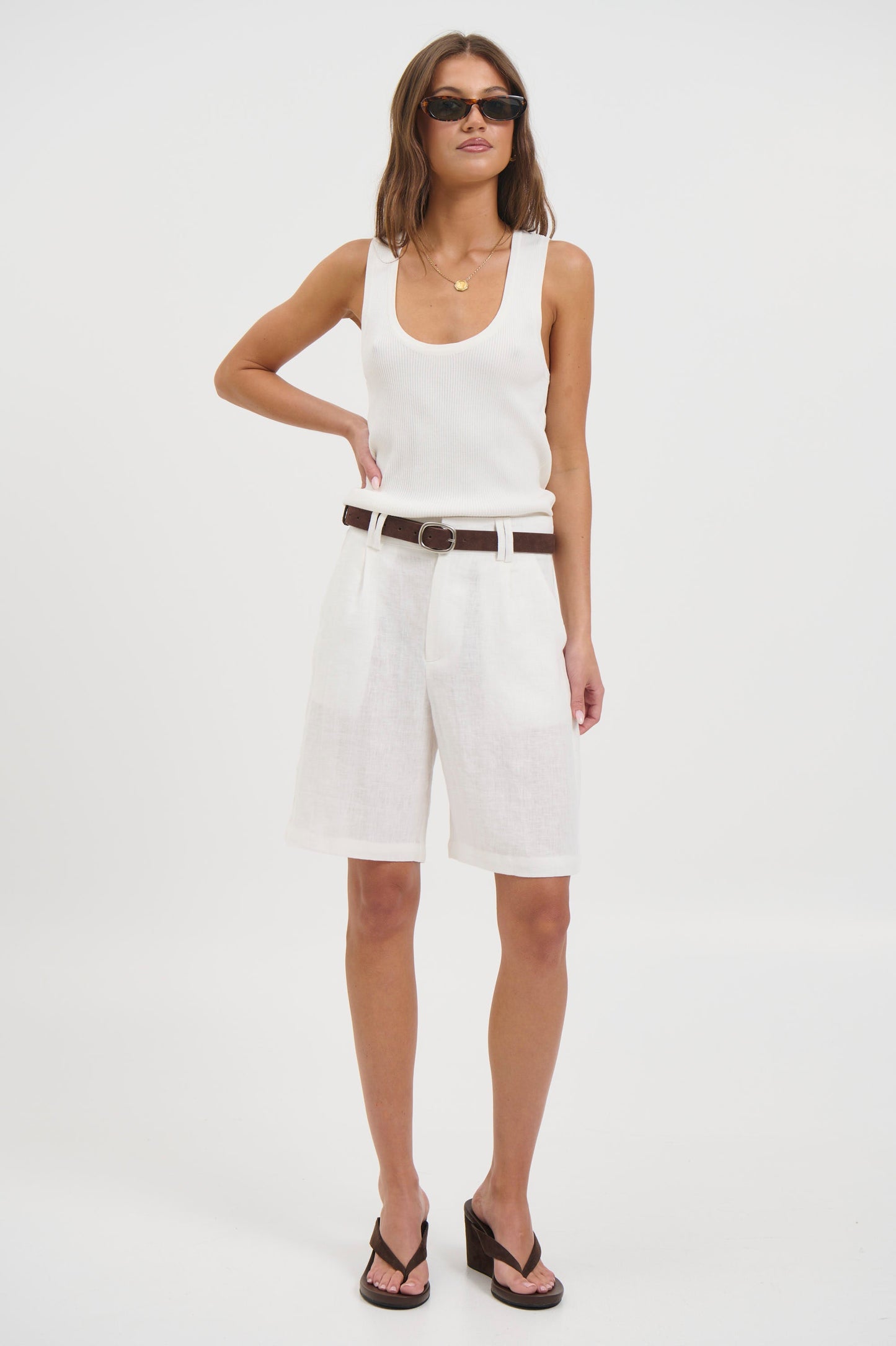 Dora Linen Short White