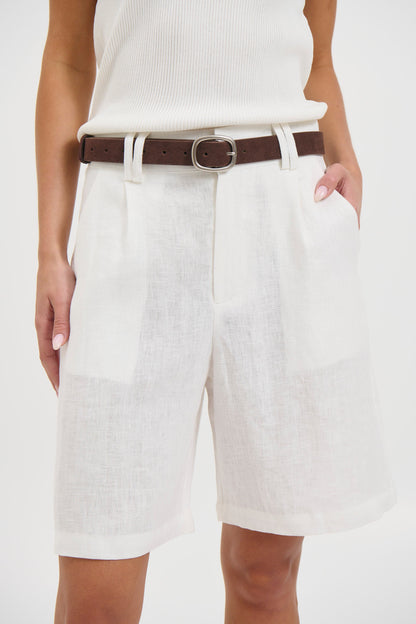 Dora Linen Short White