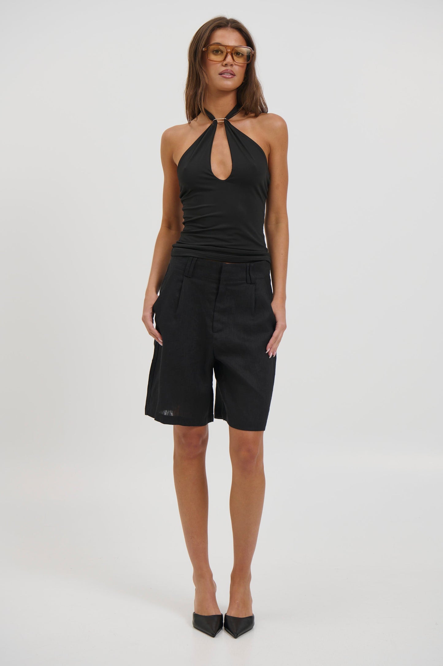Dora Linen Short Black