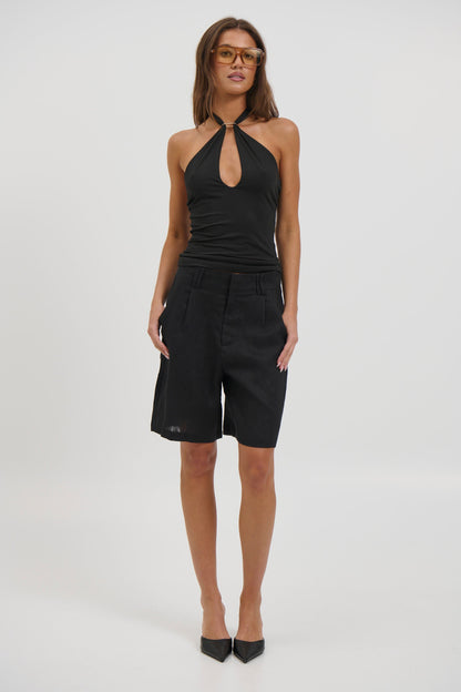 Dora Linen Short Black