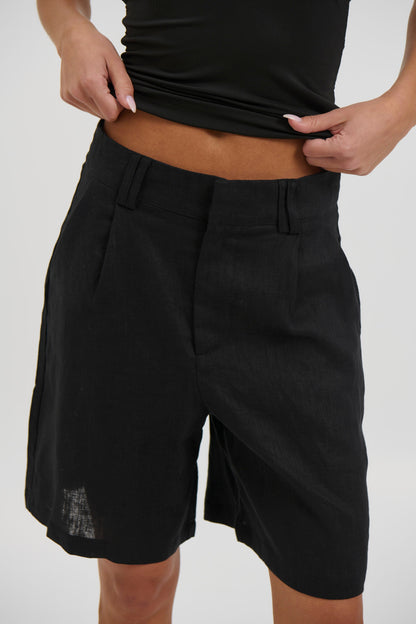 Dora Linen Short Black