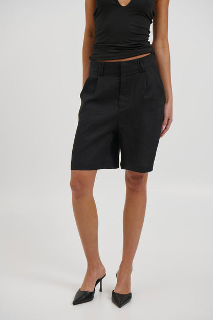 Dora Linen Short Black