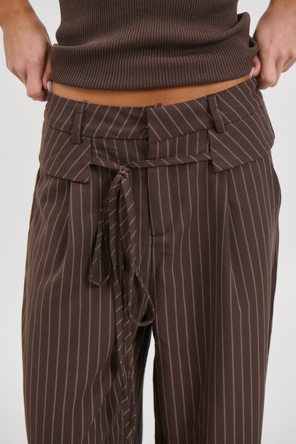 Kiara Pinstripe Pant Chocolate