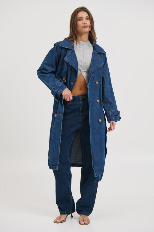 Ashley Trench Coat Dark Denim