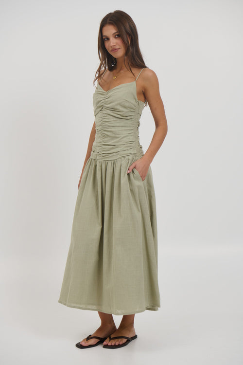 Amity Midi Dress Sage - FINAL SALE