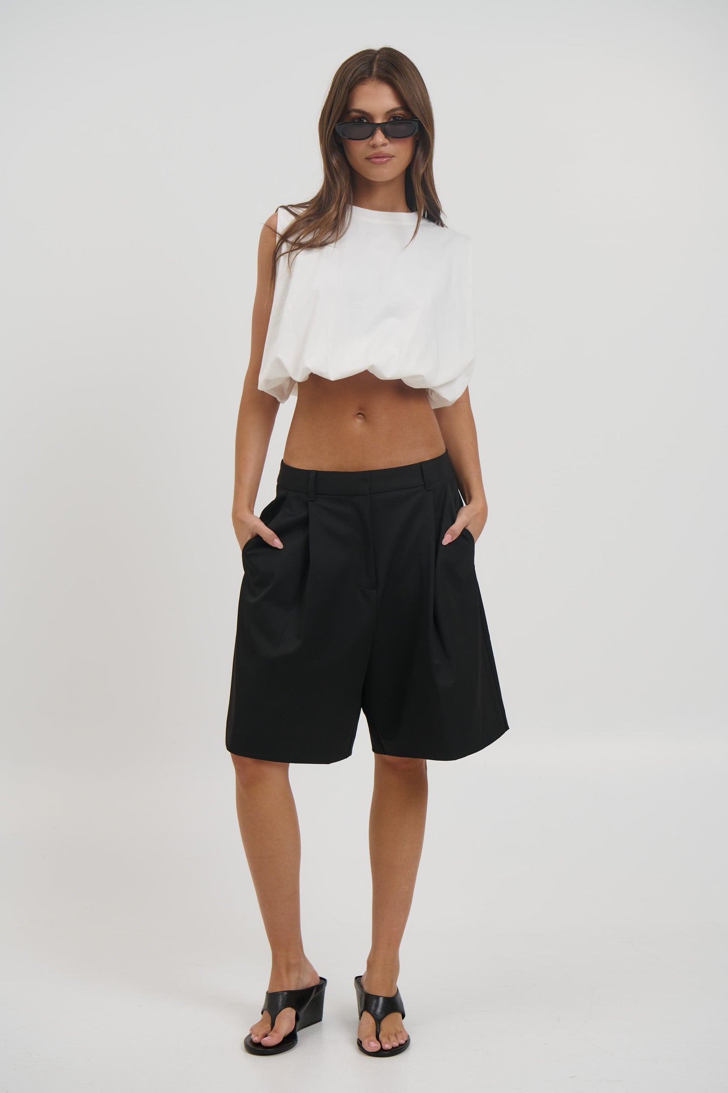 Emily Bubble Hem Top White