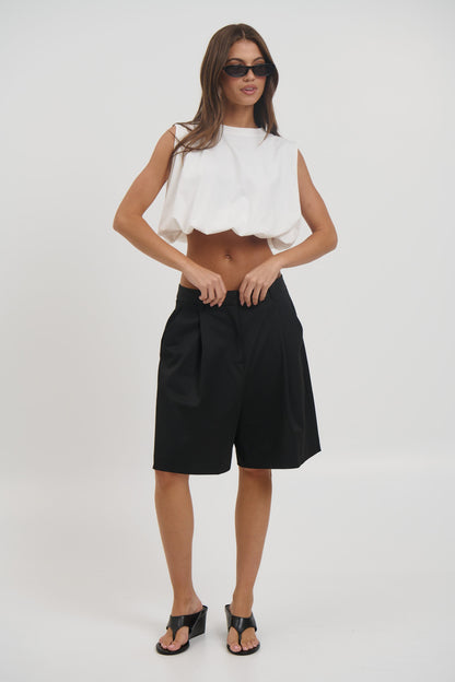Emily Bubble Hem Top White