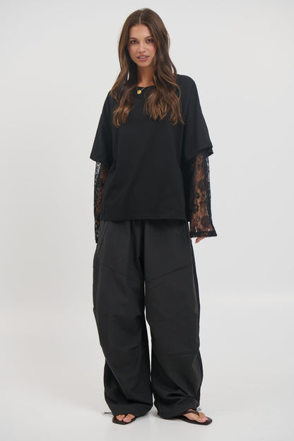 Francesca Lace Tee Black