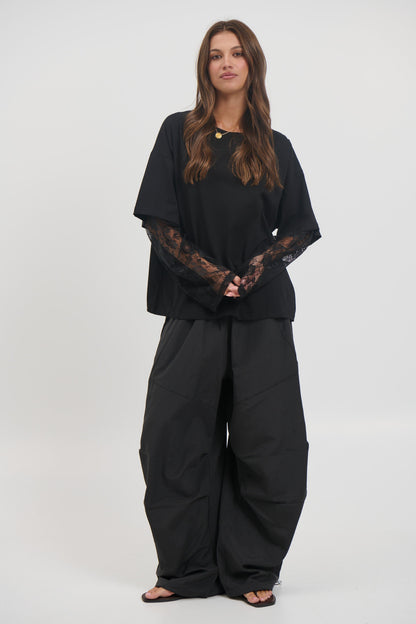 Francesca Lace Tee Black