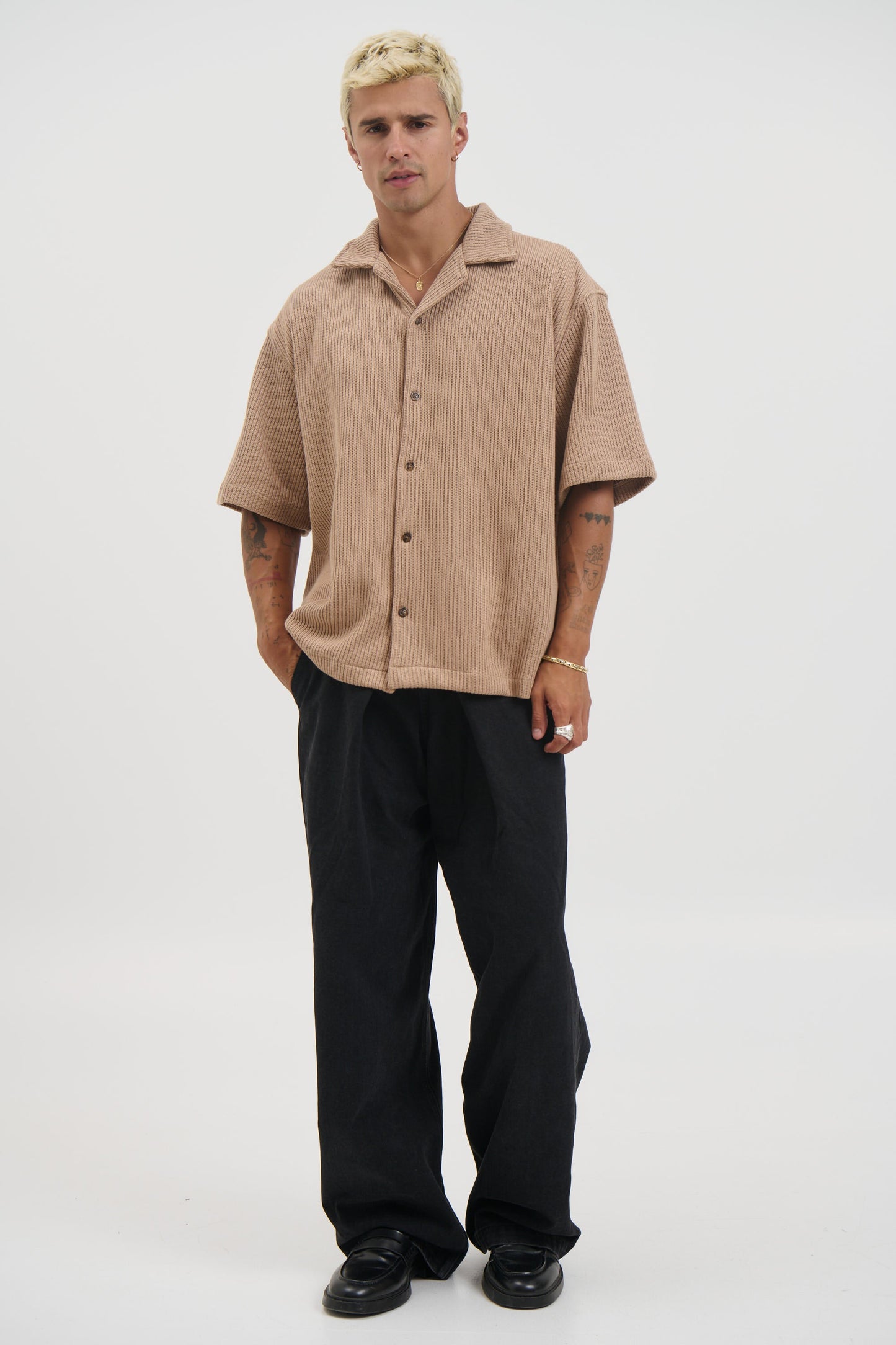 Chad Knitted Shirt Mocha - FINAL SALE