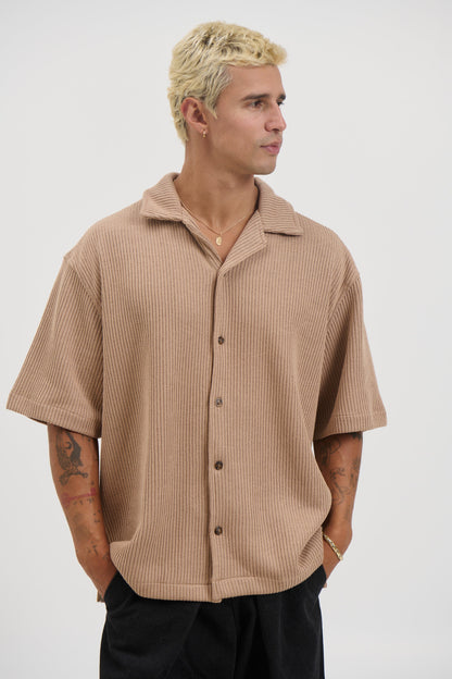 Chad Knitted Shirt Mocha - FINAL SALE