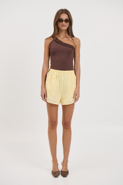 Bek Lace Trim Top Chocolate