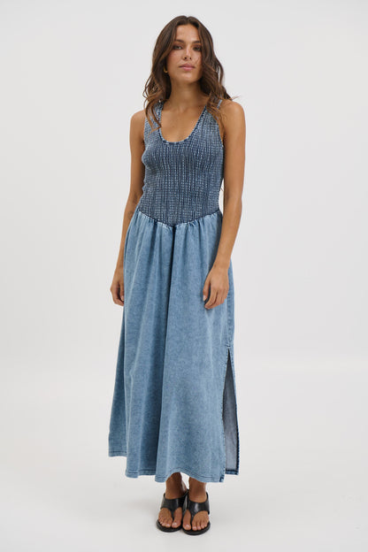 Hattie Maxi Dress Denim Blue - FINAL SALE
