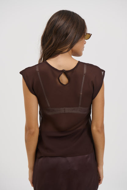 Camille Sheer Top Chocolate