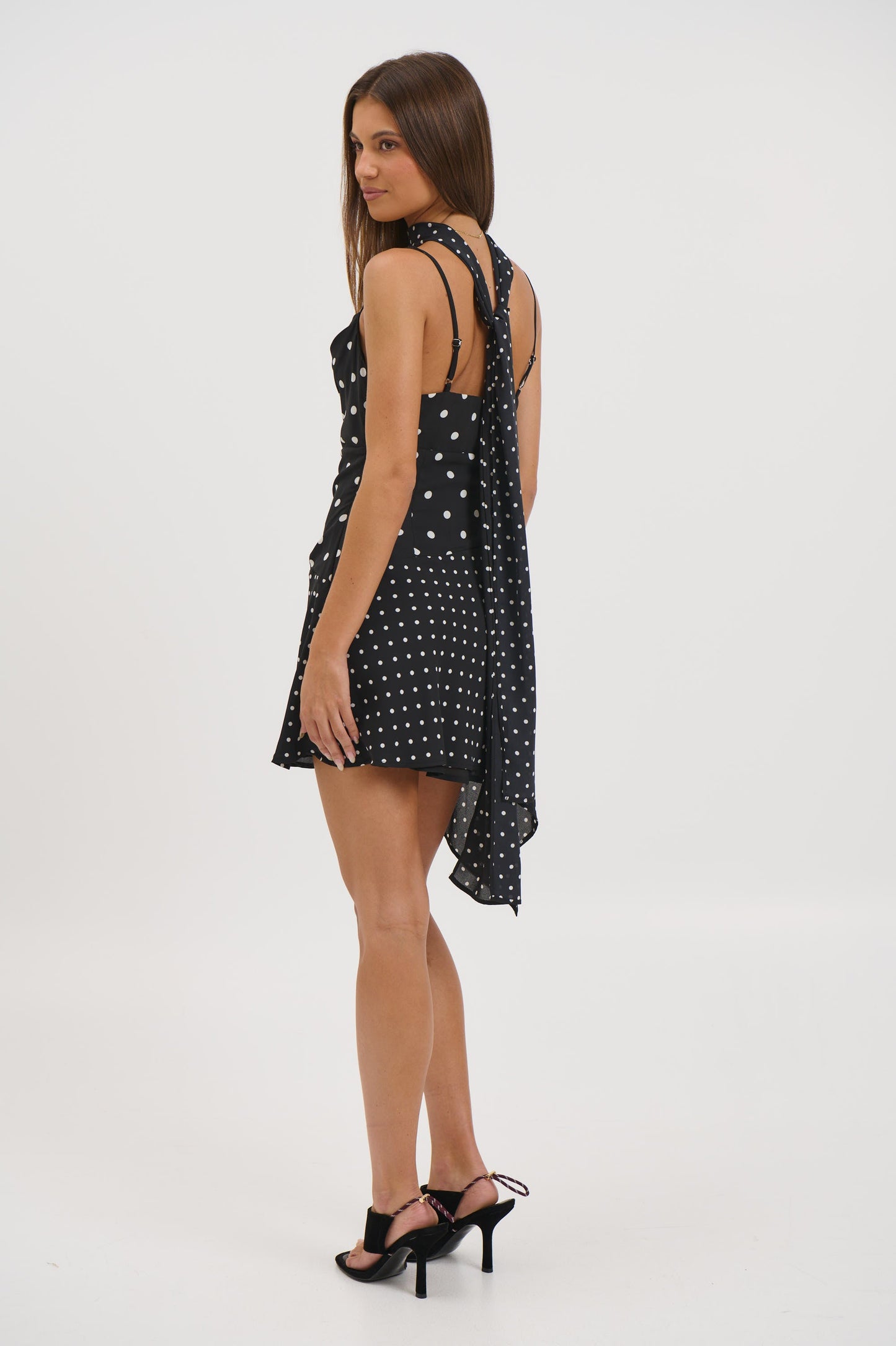 Alora Scoop Dress Black Polka