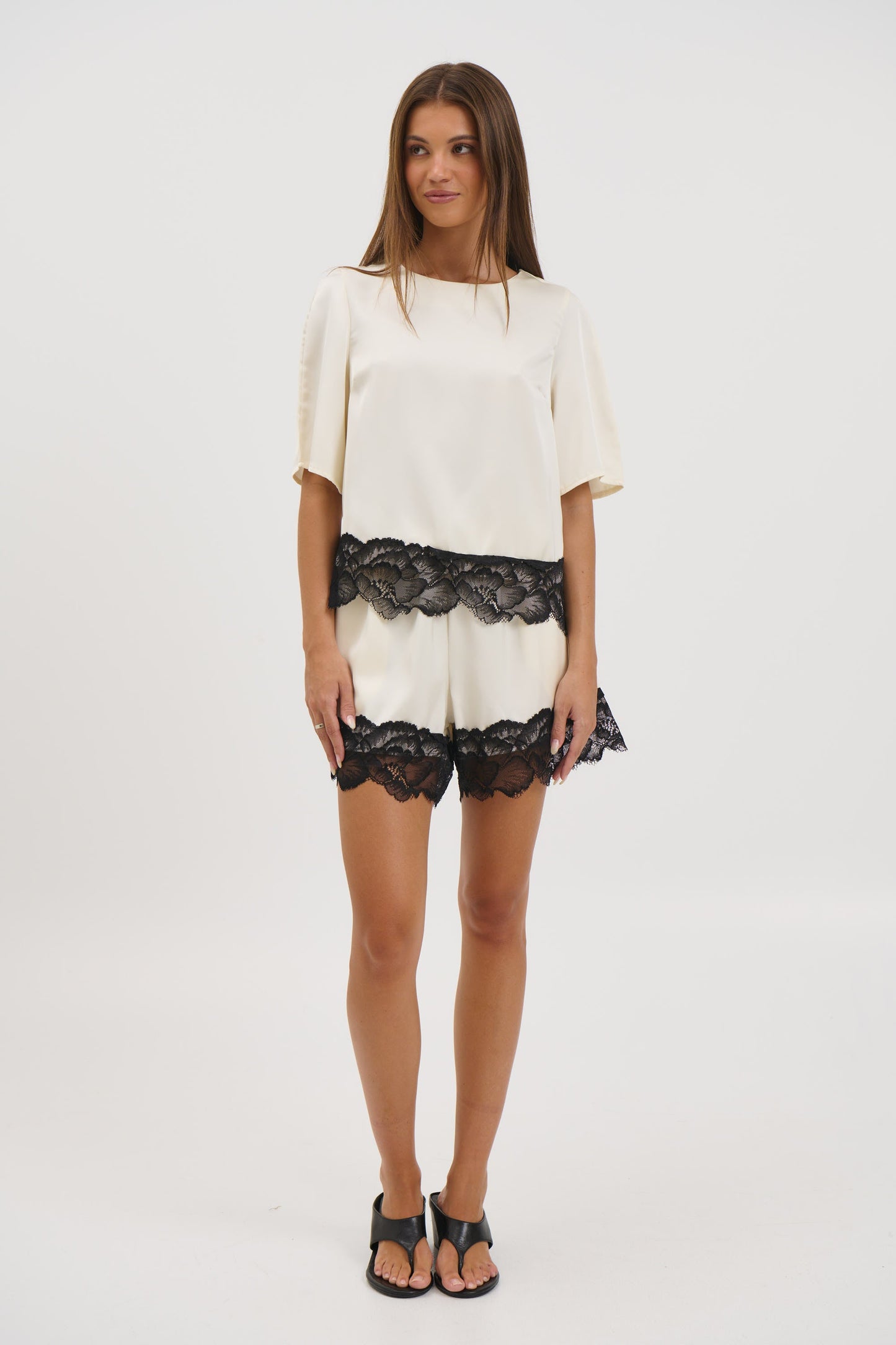 Alias Lace Trim Short White - FINAL SALE
