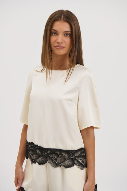 Alias Lace Trim Top White - FINAL SALE