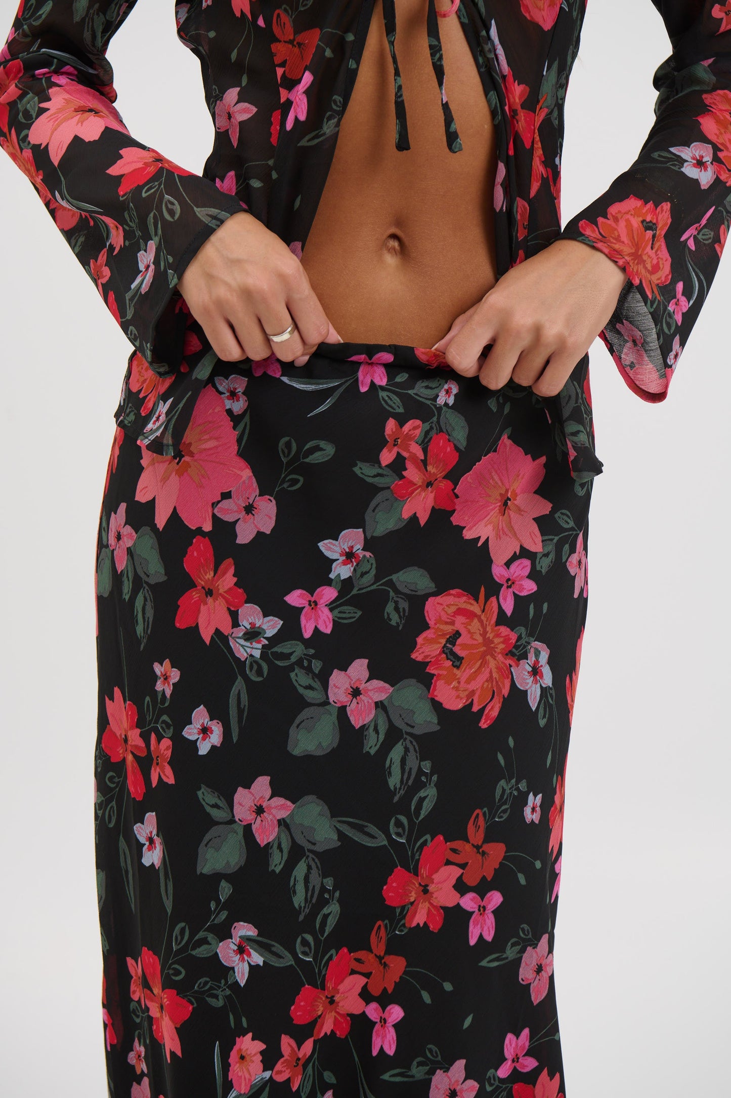 Angie Maxi Skirt Black Floral - FINAL SALE
