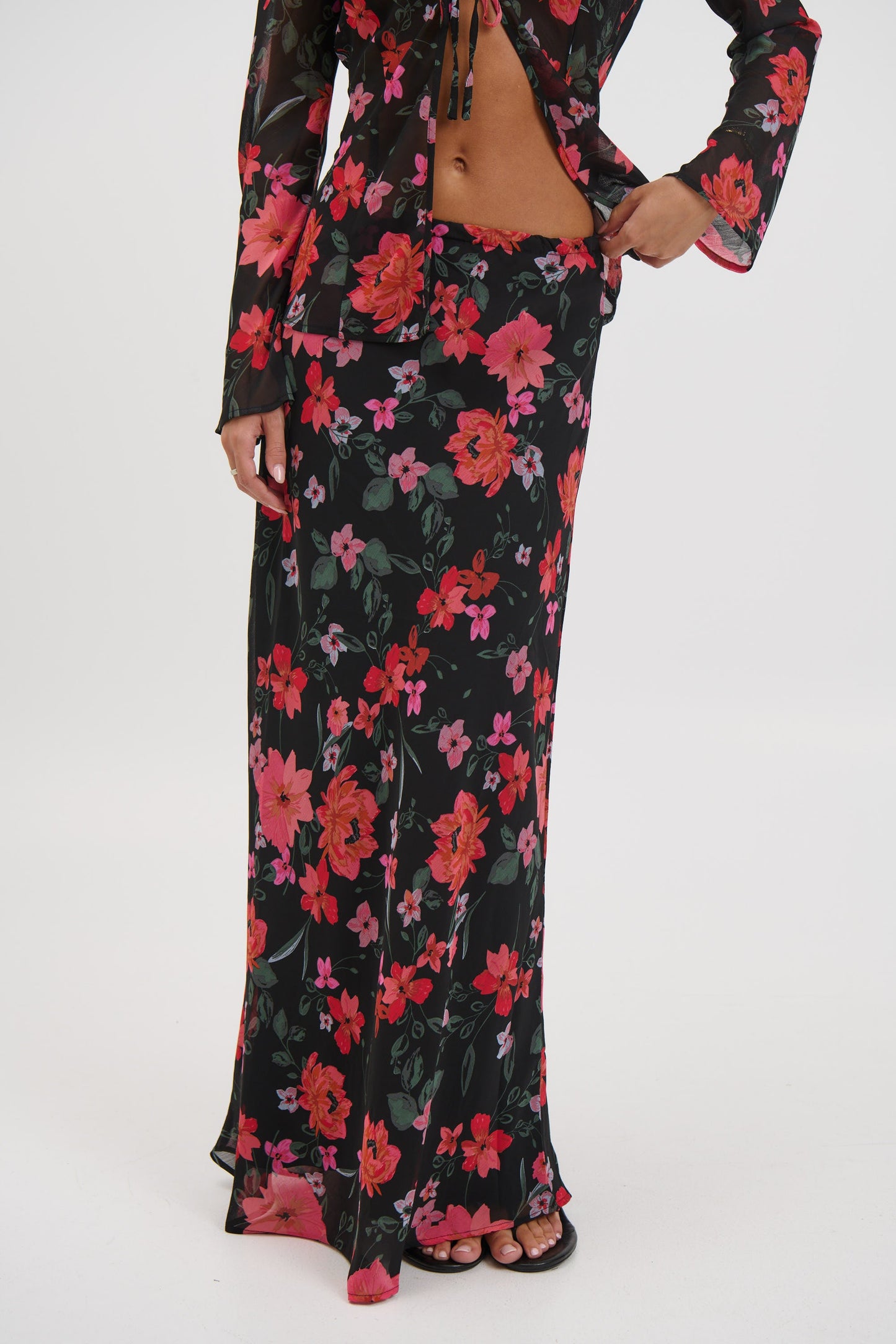 Angie Maxi Skirt Black Floral - FINAL SALE