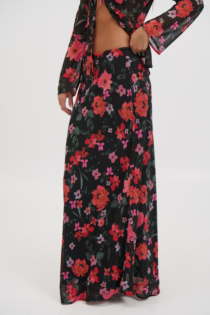 Angie Maxi Skirt Black Floral - FINAL SALE