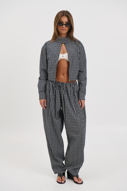 Aura Jacket Navy Lemon Plaid