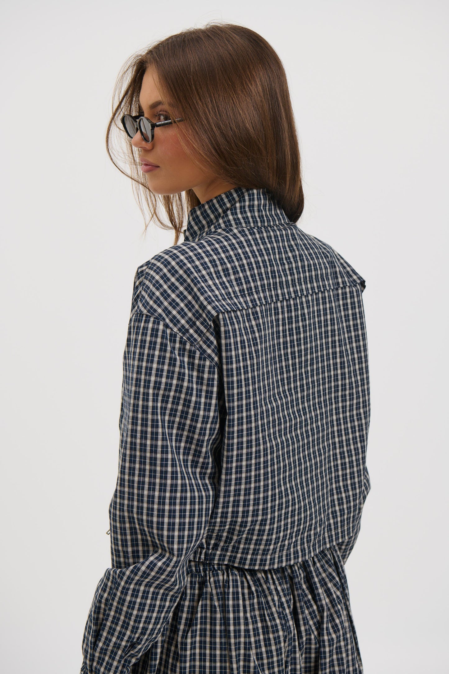 Aura Jacket Navy Lemon Plaid