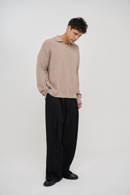 Jay Knitted Polo Oat