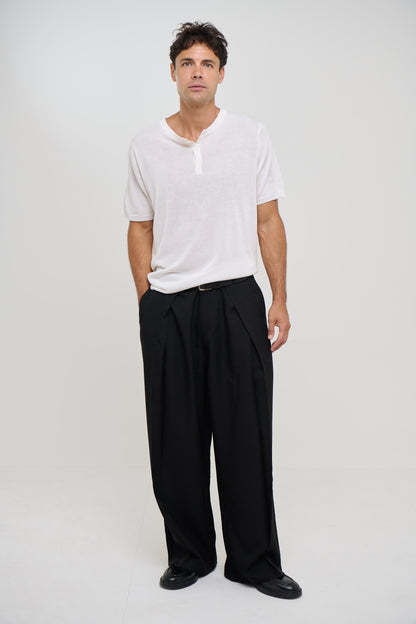 Knitted Henley Tee White