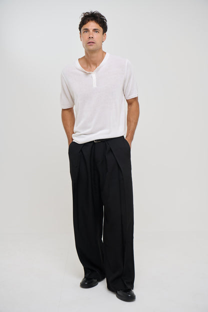 Knitted Henley Tee White