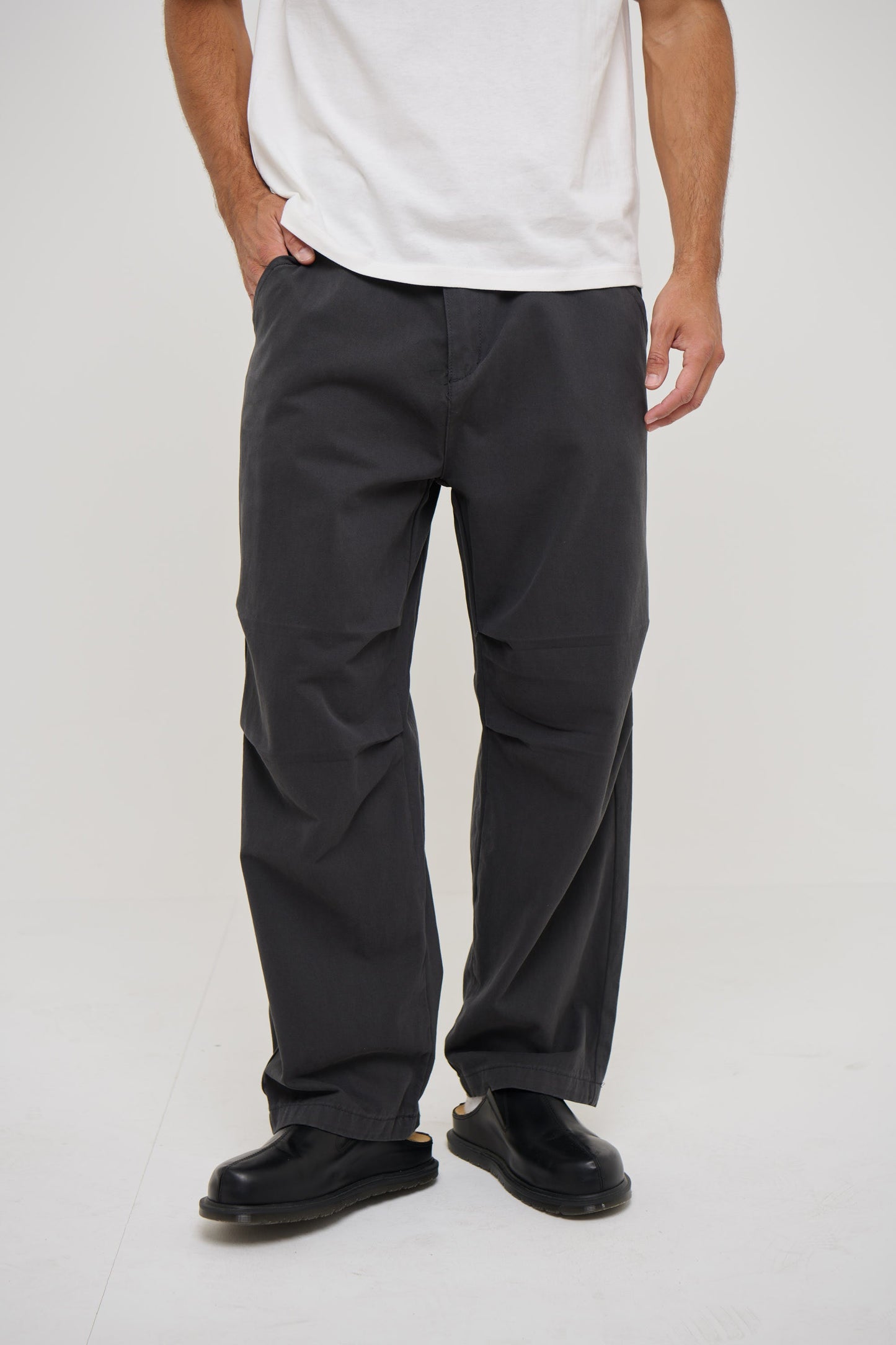 Baggy Knee Pleat Pant Charcoal - FINAL SALE