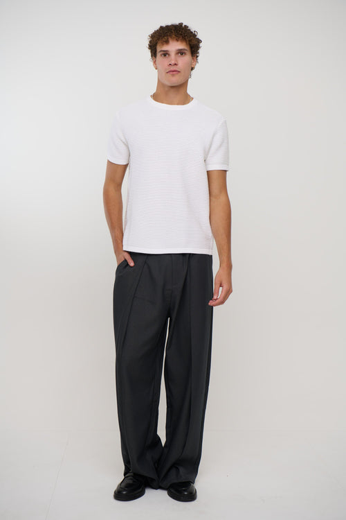 Horizontal Rib Knit Tee White