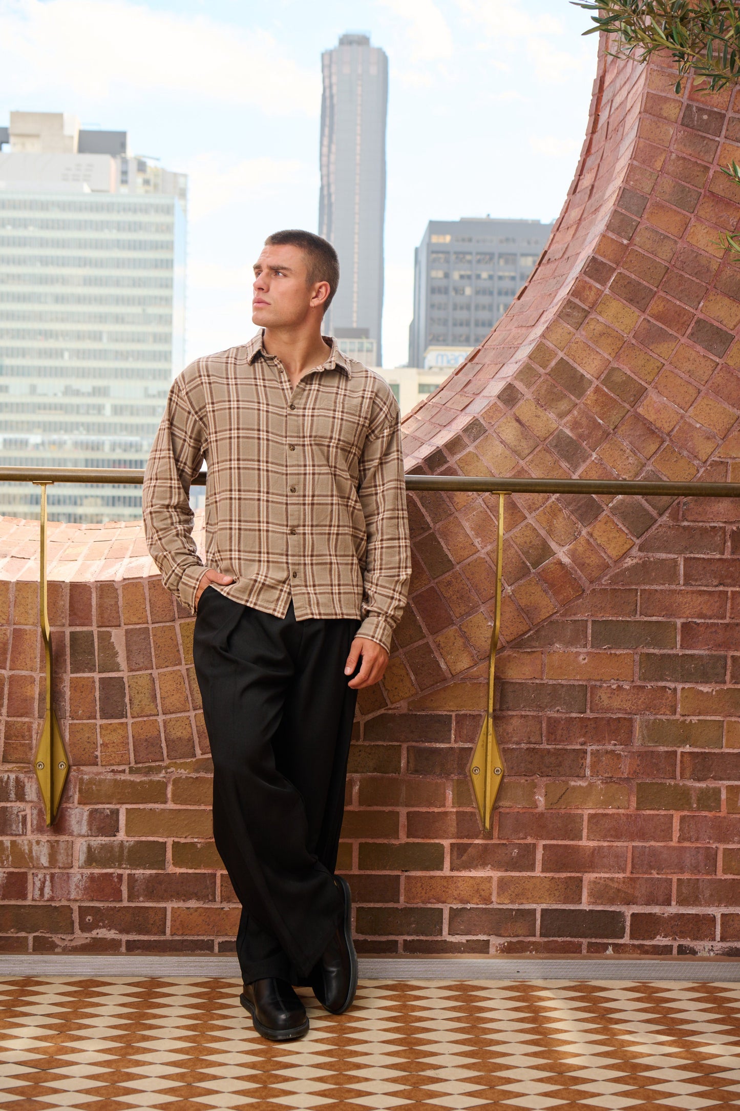 Brooklyn Check Shirt Light Brown