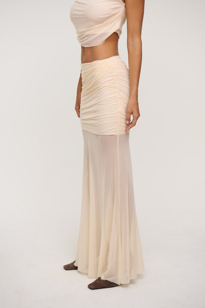 Charlize Drape Skirt Beige - FINAL SALE