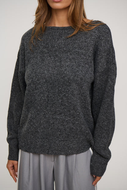 Jaymes V-Back Sweater Dark Grey