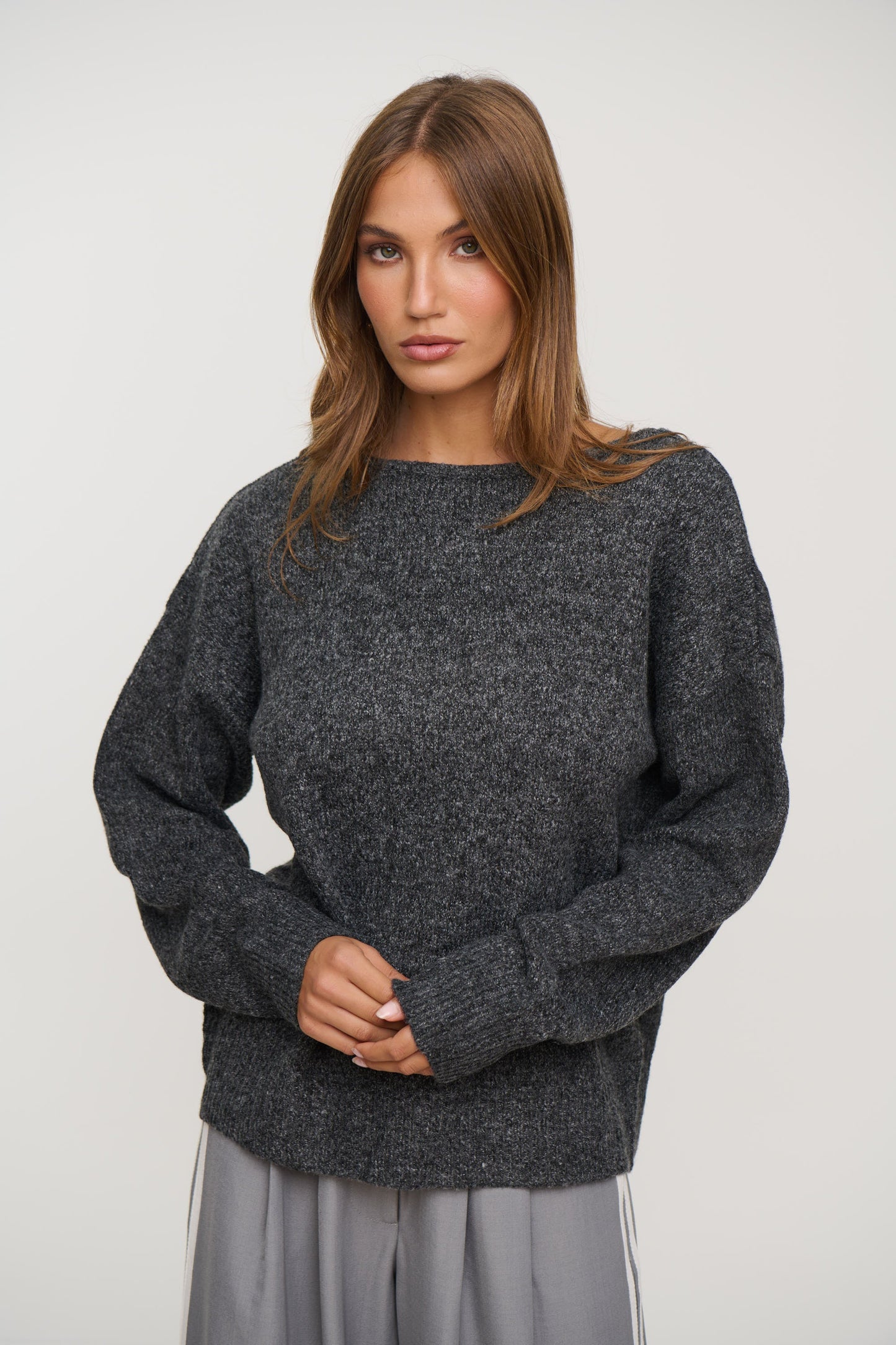 Jaymes V-Back Sweater Dark Grey