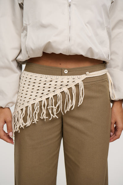 Elijah Tassel Belt Cream
