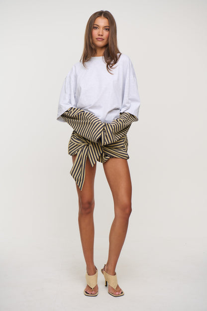 Bloom Bubble Skort Beige Stripe