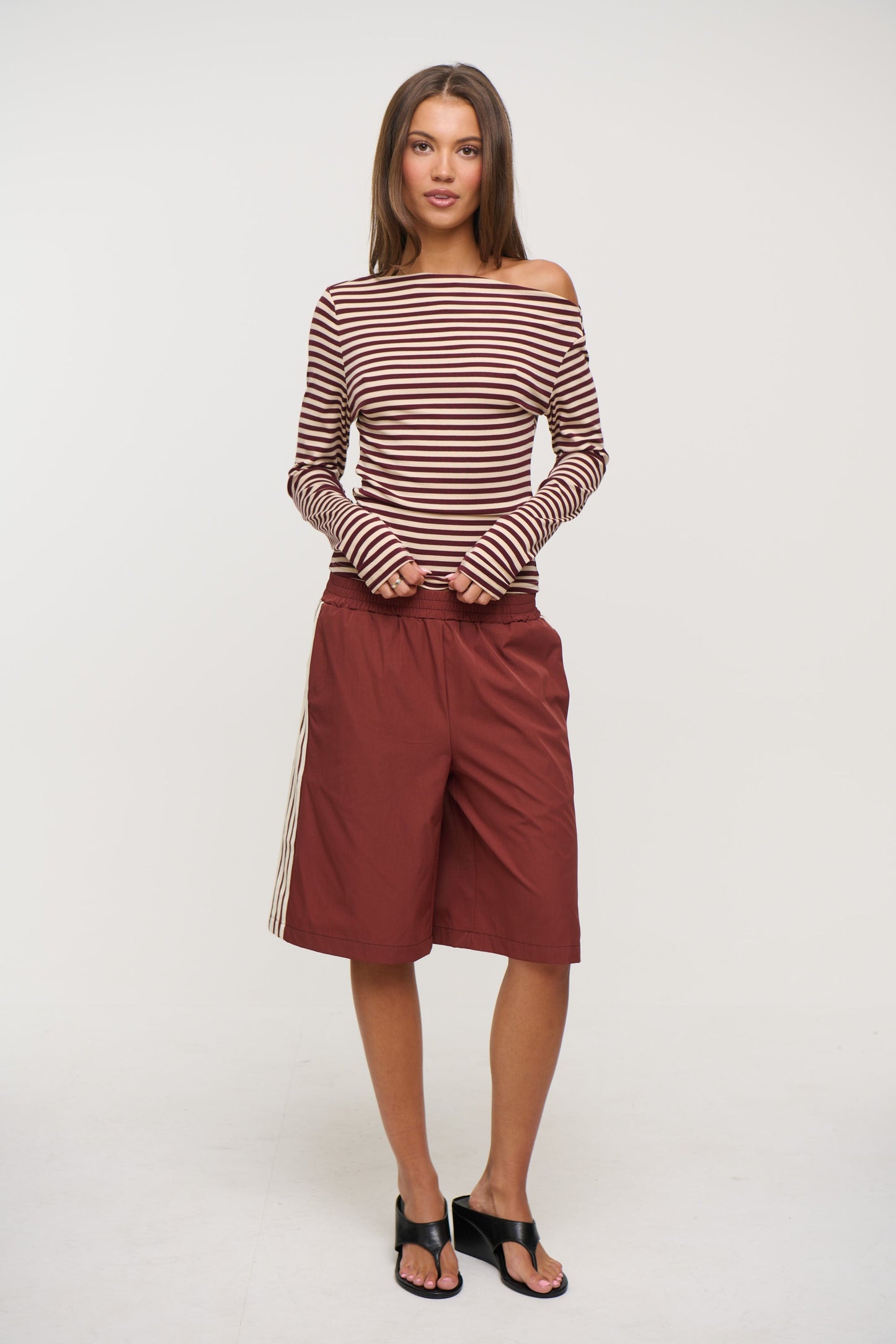 Aleah Long Sleeve Chocolate Stripe