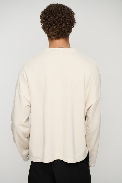 Fleece Crop Henley Ivory