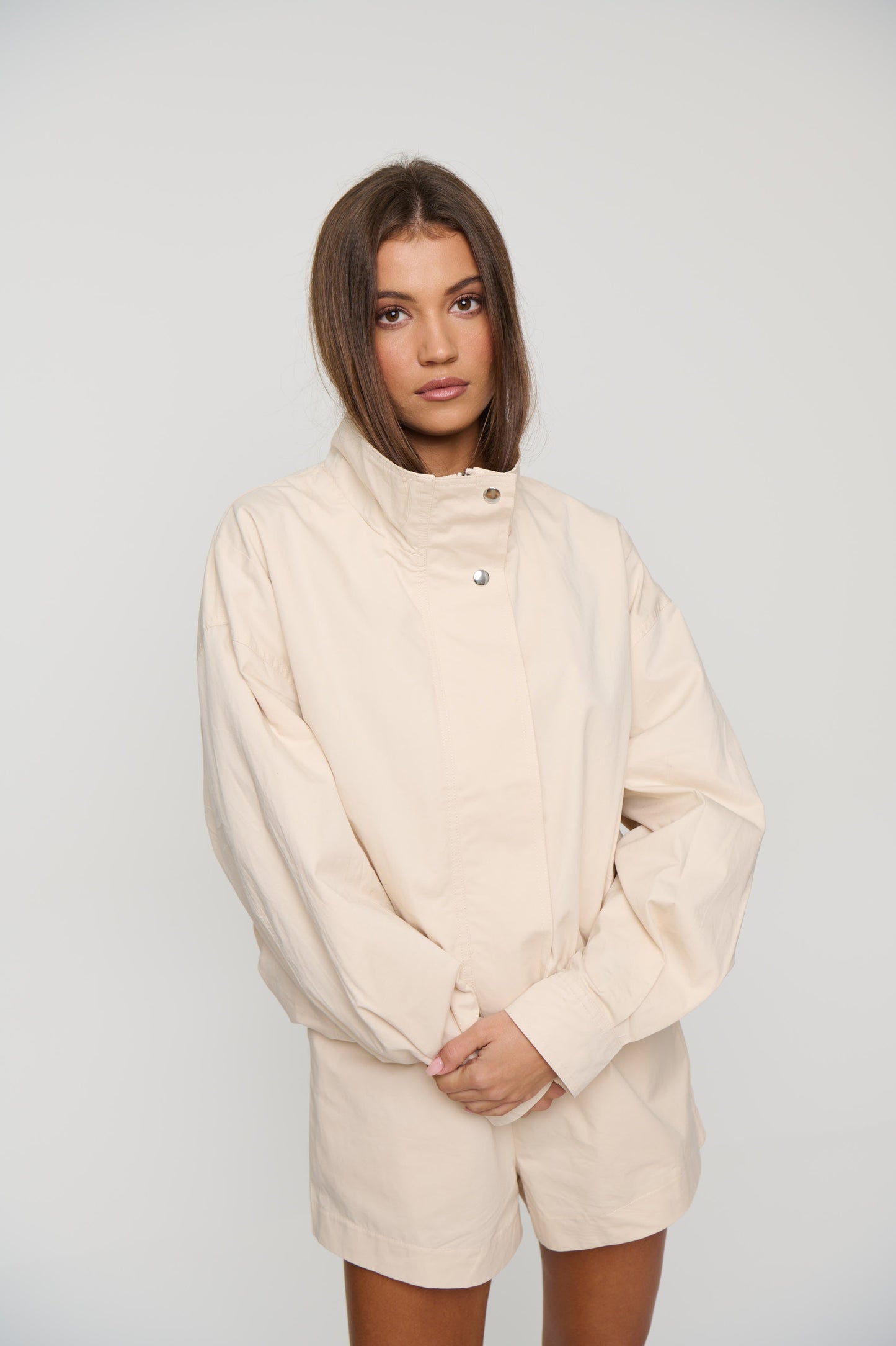 Lucie Funnel Neck Jacket Beige