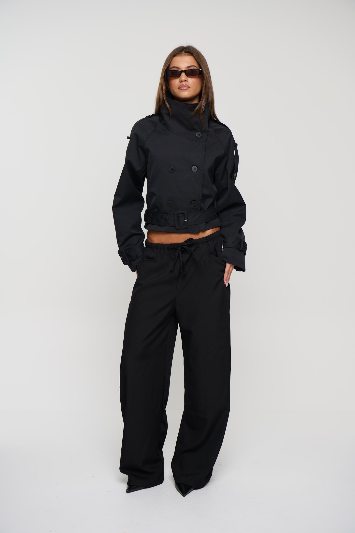 Blanc Cropped Trench Noir