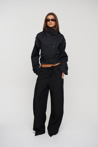 Blanc Cropped Trench Noir