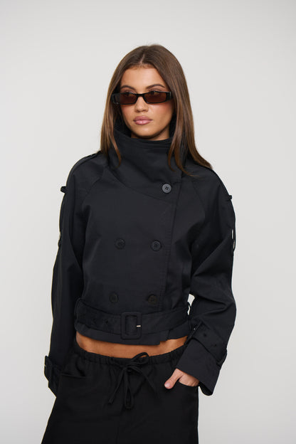 Blanc Cropped Trench Noir
