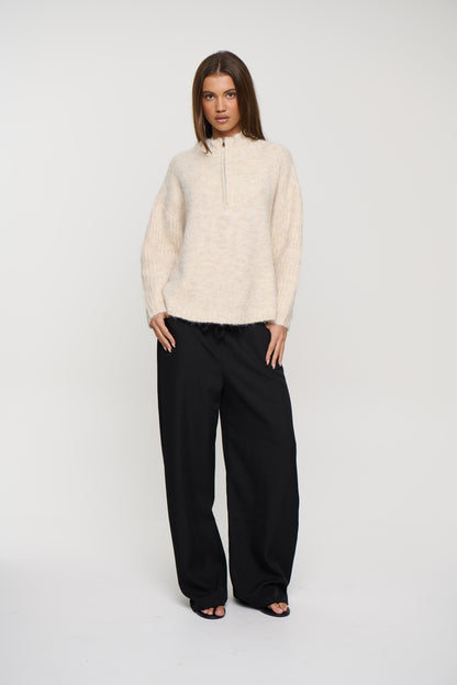 Edie Zip Up Knit Oat