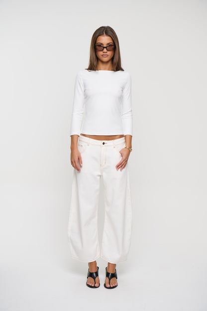Horseshoe Cropped Jean Porcelain