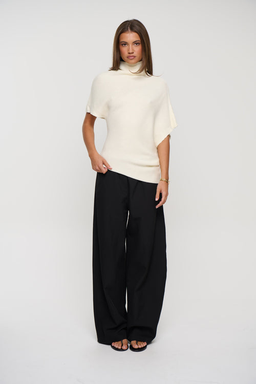 Claire High Neck Top White